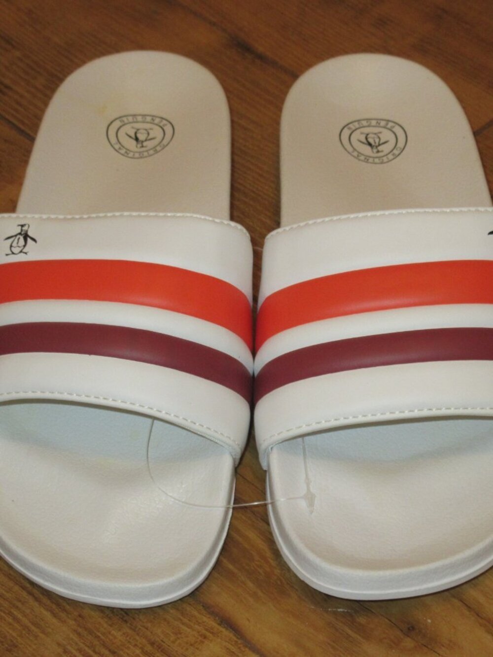 Original Penguin Men's Earle Slide Sandal White Coal Orange Red NWT Classic - Picture 5 of 9